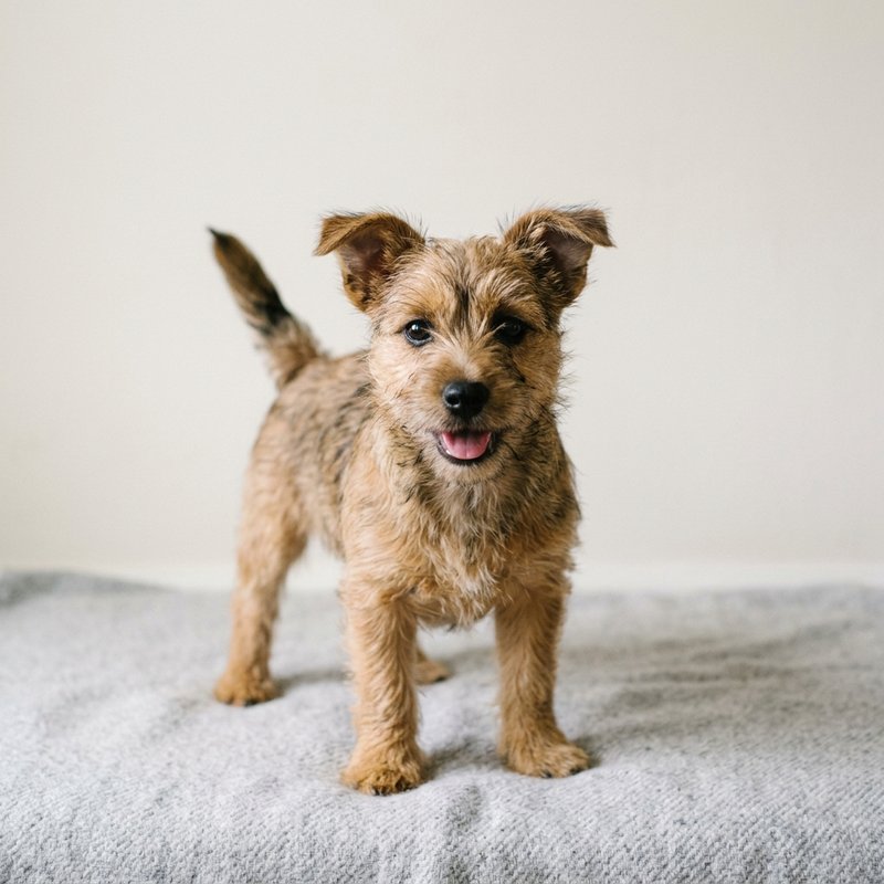 scruffy terrier mix, wiry tan coat